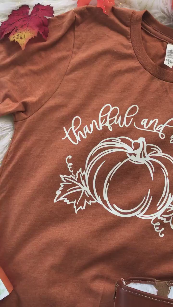 Thankful and Blessed/Pumpkin Design T-Shirt
