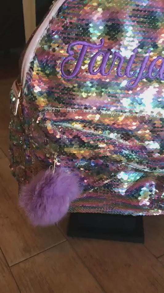 SEQUIN Embroidered Monogram Unicorn Book bags /backpacks