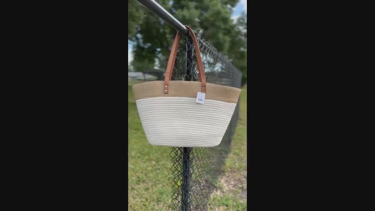 PERSONALIZED Beautiful Rope/Leather Handle/Tote/Beach Bag