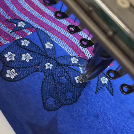 Patriotic Bow and Flag Embroidery Ladies Tee