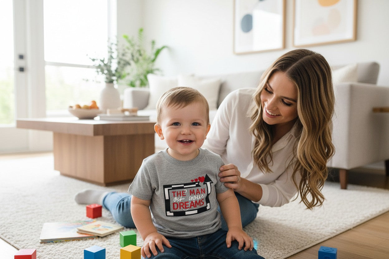 The Man Of Your Dreams Embroidered Applique Kids Short Sleeve Shirt