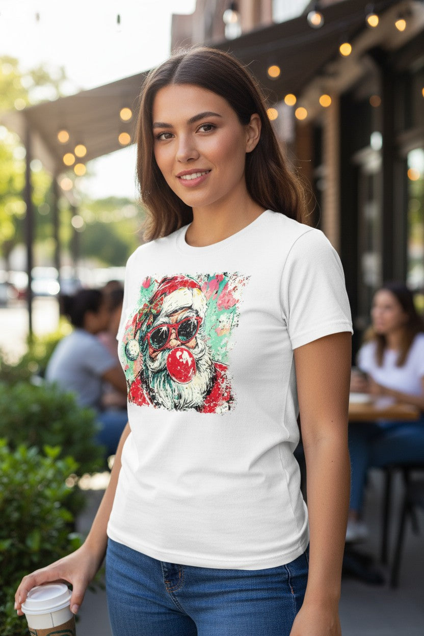Bubble Blowing Santa Design Graphic T-Shirt
