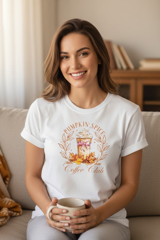 Pumpkin Spice Coffee Club Coquette Design Graphic T-Shirt