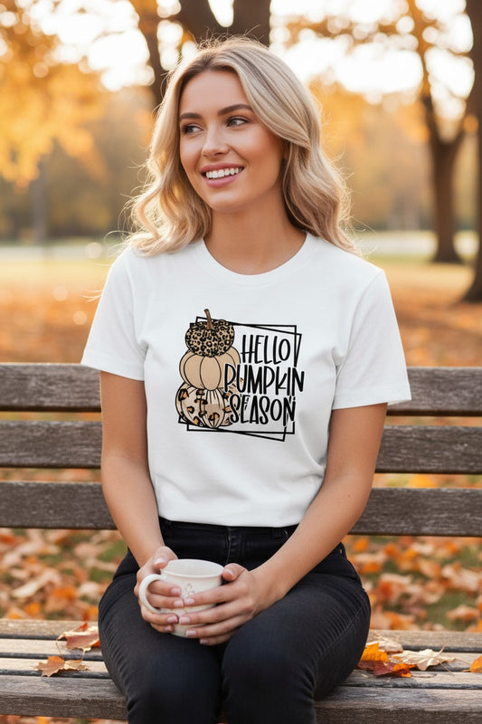 Hello Pumpkin Season Design Graphic T-Shirt