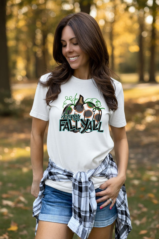Happy Fall Y'all Design Graphic T-Shirt