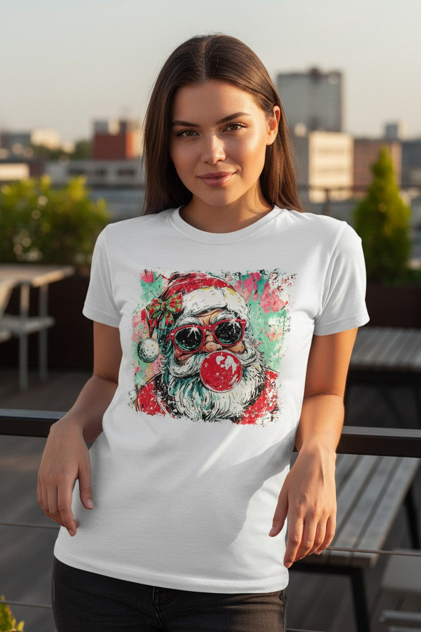 Bubble Blowing Santa Design Graphic T-Shirt