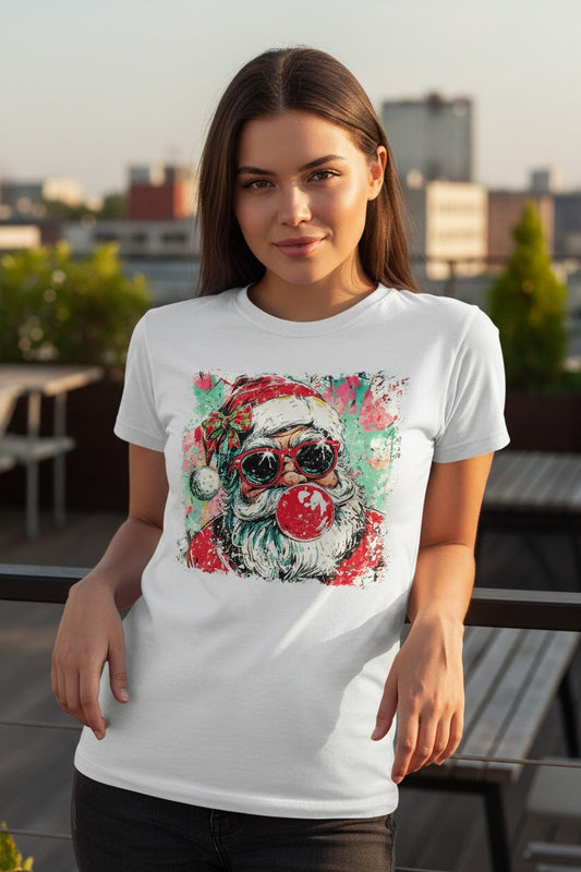 Bubble Blowing Santa Design Graphic T-Shirt