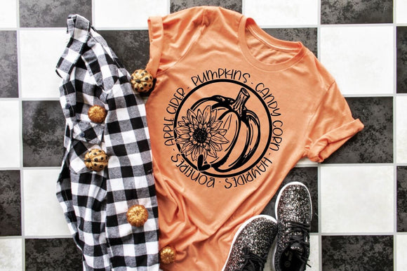 PUMPKIN CIRCLE, hayrides,bonfires,apple cider,pumpkins,candy corn T-Shirt