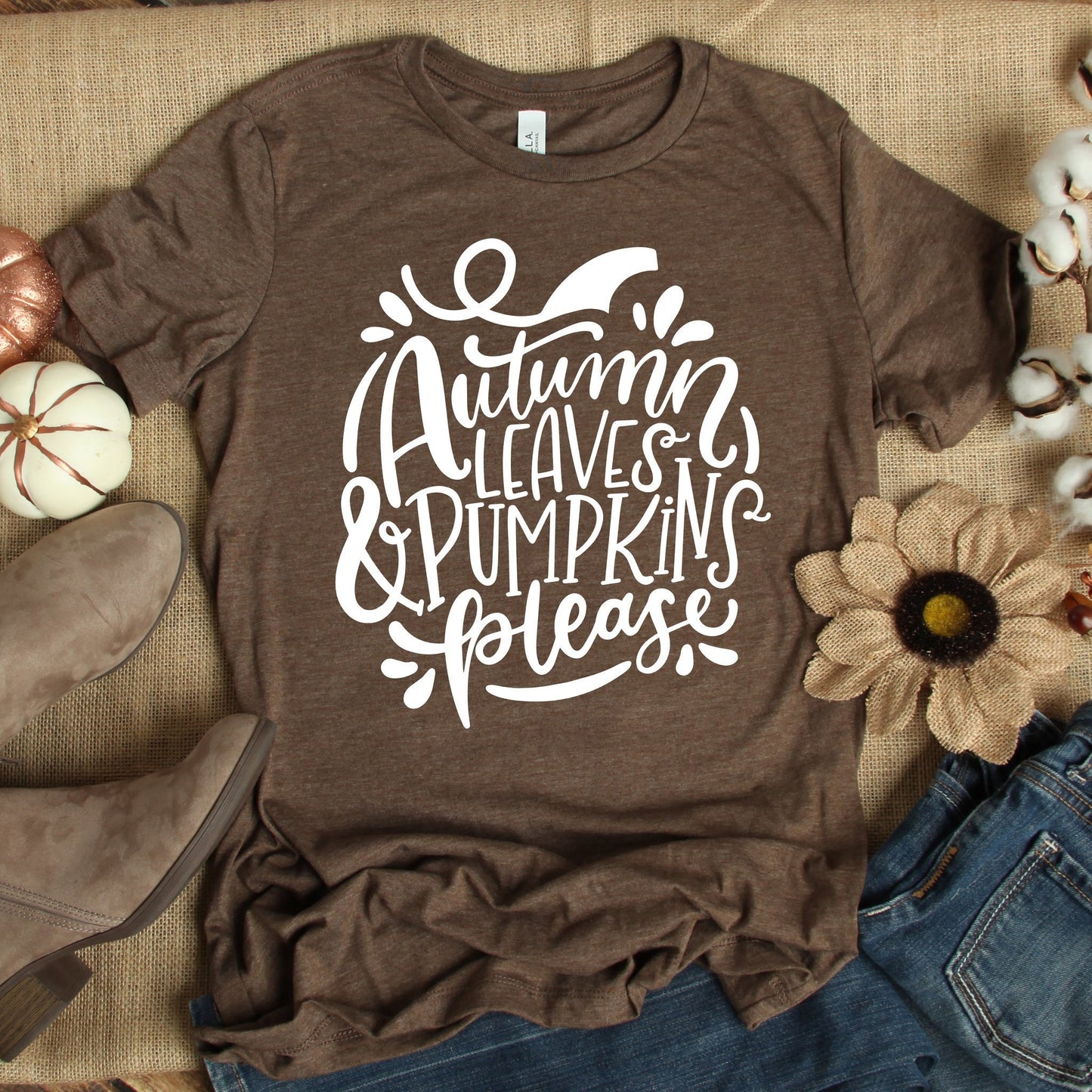 Autumn Leaves and Pumpkins Please T-Shirt