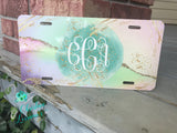 Pastel Agate Design with Monogram Car Tag/ License Plate-2 SIZES