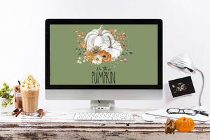 Hi There Pumpkin Fall Inspired Computer Desktop Wallpaper- NOT A PHYSICAL ITEM