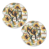 Custom Personalized Sunflower Design Car Coasters-Sold Individually