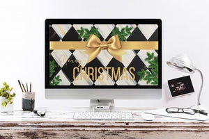 Merry Christmas Harlequin Design Inspired Computer Desktop Wallpaper- NOT A PHYSICAL ITEM