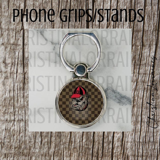 Two Tone Brown Georgia Bulldogs Inspired Phone Grip/Stand/Ring/Holder