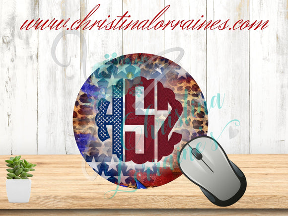 Distressed Flag/USA/American Personalized Monogram mousepad-Round or Rectangle