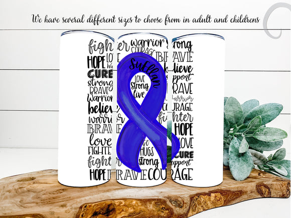 Custom Personalized Colon Cancer Ribbon Tumbler/Cup/Mug