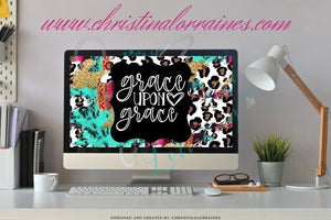 Serape/Leopard Print with the quote Grace Upon Grace Computer Wallpaper