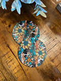 Western Turquoise and Sunflower Design Home Tabletop Coasters