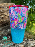 New Speaker Tumblers Available Now/ Preppy Floral Giraffe Design With Glitter Bottom Tumbler/Personalize It!/Pick your Glitter Color