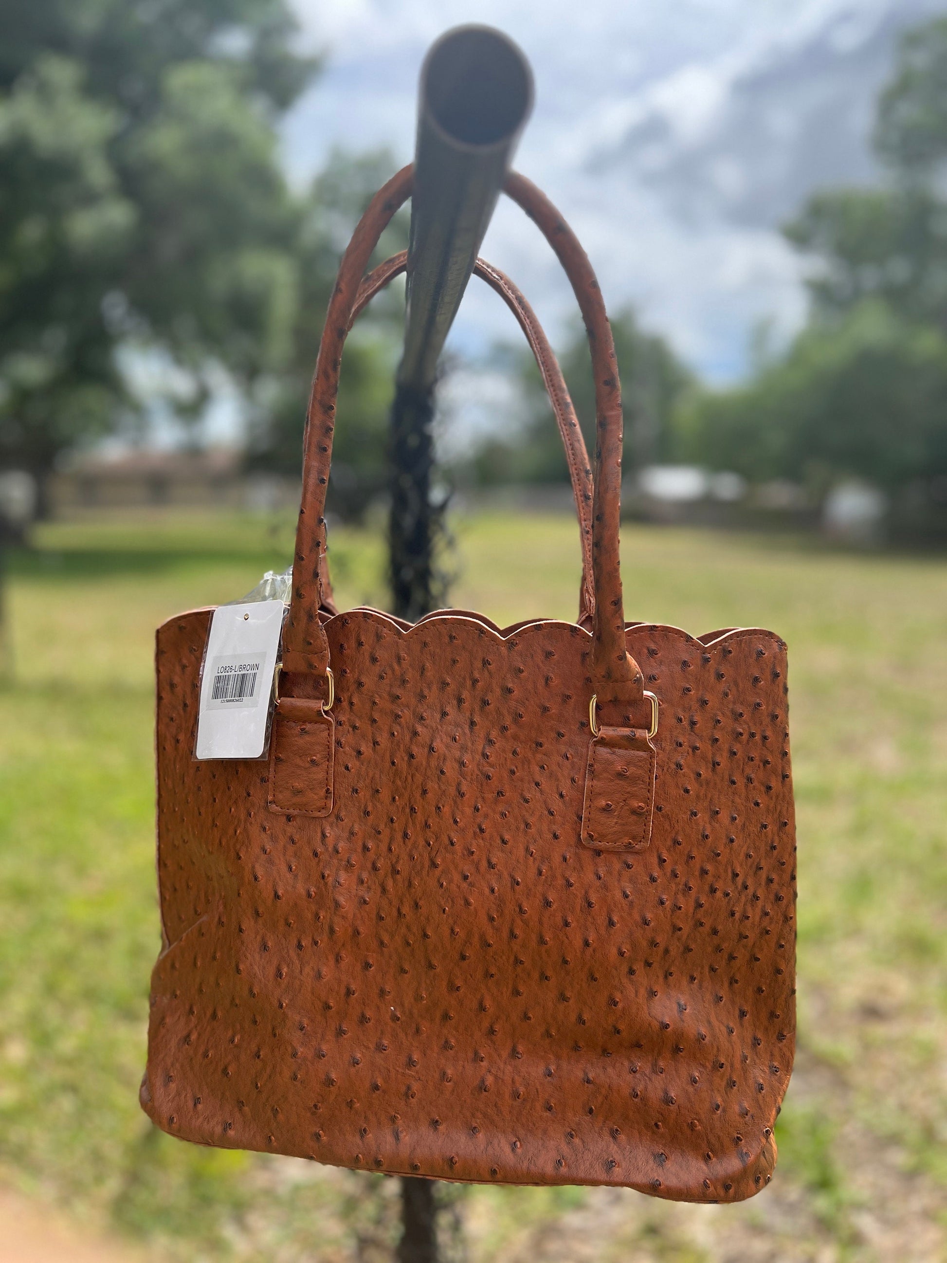 Ostrich Scalloped Edge Handbag/Bridesmaid Bag/Bride Bag/Embroidery Personalization available