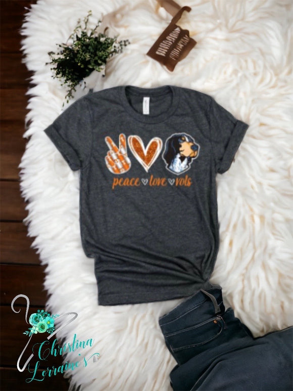PEACE,LOVE,VOLS (Tennessee Volunteers) Tee/T-Shirt