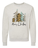 Merry Christmas/Tree Design Oatmeal Colored Crewneck Sweatshirt