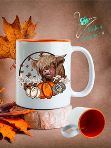 This Heifer Loves Fall/Cow with Pumpkin Trio Design Coffee Mug/Tumbler