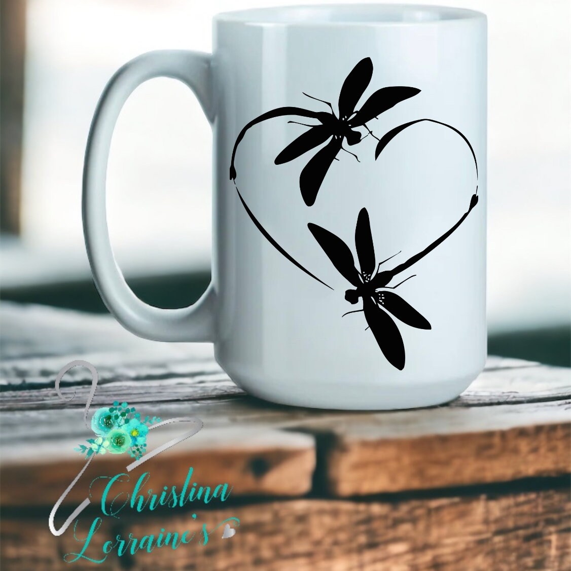 Dragonfly Heart Design Personalized with your name Coffee Mug/Tumbler