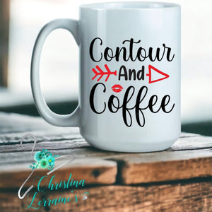 Contour and Coffee Word Art Design Coffee Mug