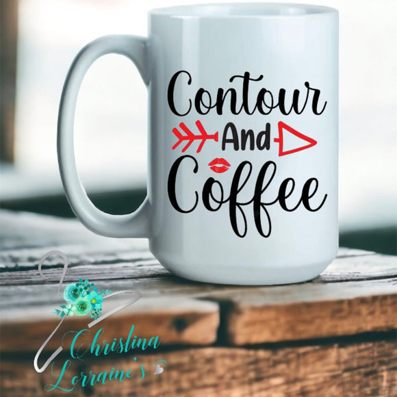 Contour and Coffee Word Art Design Coffee Mug