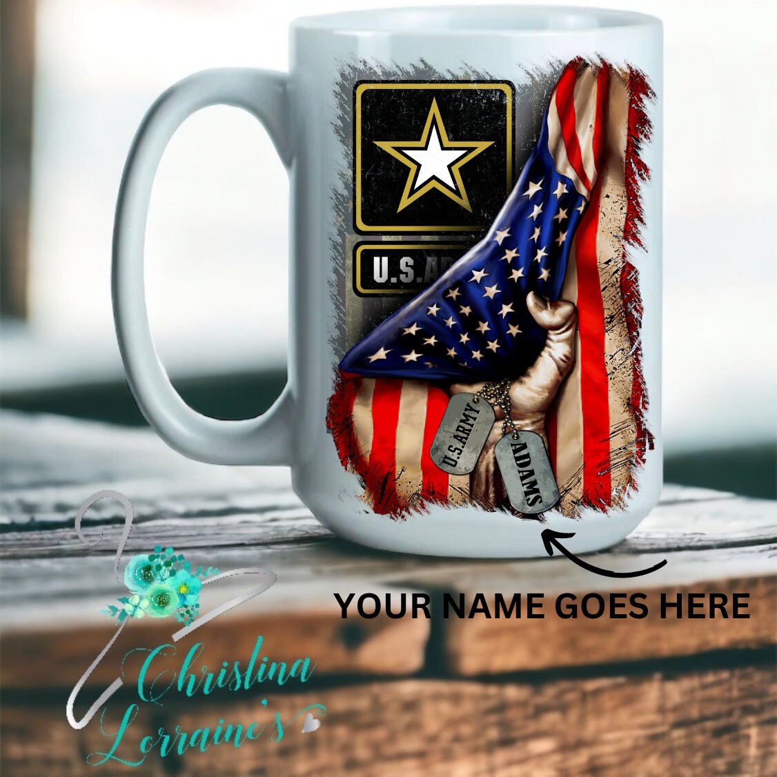 Army American Flag/Army Soldier/ Personalized Coffee Mug