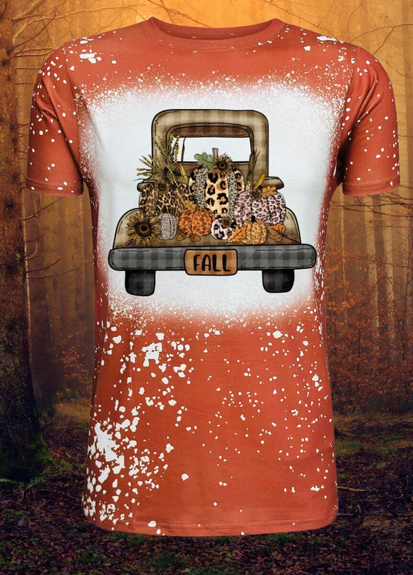 A Fall Haul/Truck Design/ Brown Faux Bleach Shirt