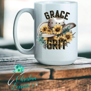 Grace/Grit/Sunflower Hat Design Coffee Mug