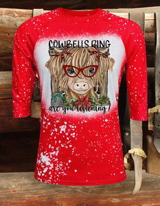 Cowbells Ring/Christmas Design Red Raglan Shirt