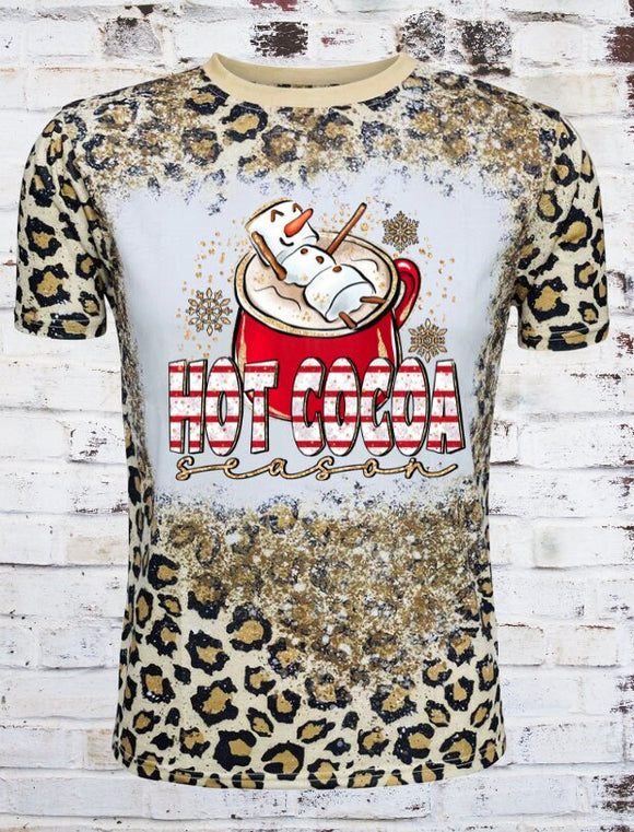 Hot Cocoa Season/Christmas Design Leopard/Cheetah Print Shirt