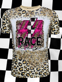 Race Day/Lightning Bolt Trio/Checkered Flag/Leopard Design/ Cheetah/Leopard Shirt
