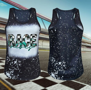 Race Vibes Design Black faux Bleach Tank Top Shirt