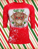 Sweet But Twisted /Christmas Cow/Candy Cane Design Red Raglan Shirt