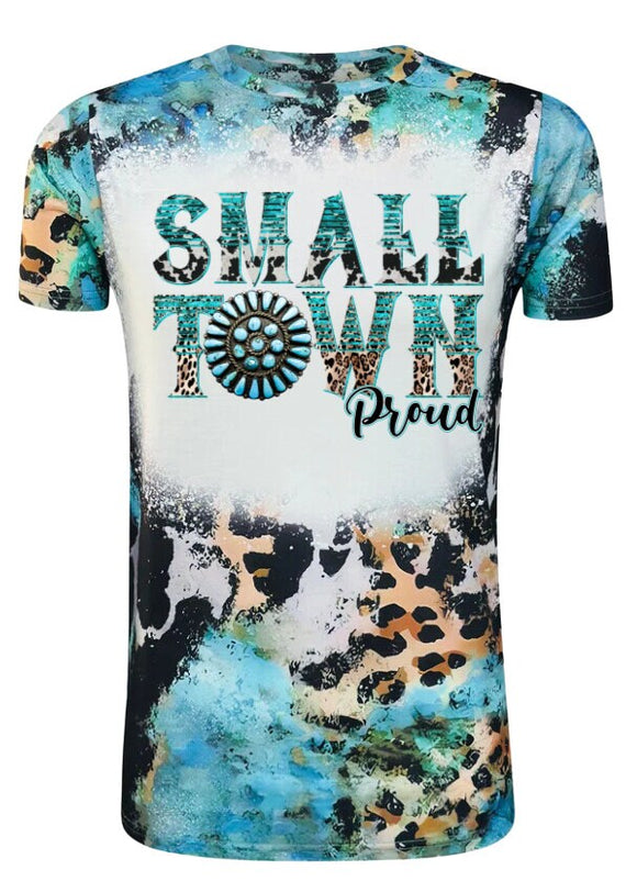 Small Town Proud Leopard/Cow Print Design Shirt