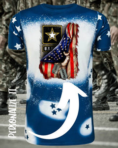 Personalized Army American Flag Navy Blue Stars Design Shirt