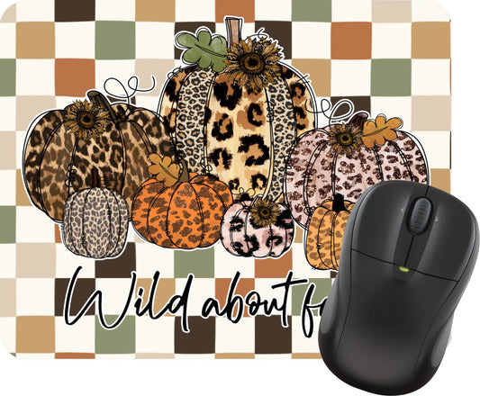 Leopard Pumpkin Design "Wild About Fall" Computer Desktop Mousepad
