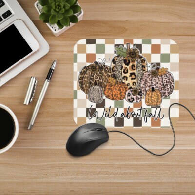 Leopard Pumpkin Design "Wild About Fall" Computer Desktop Mousepad