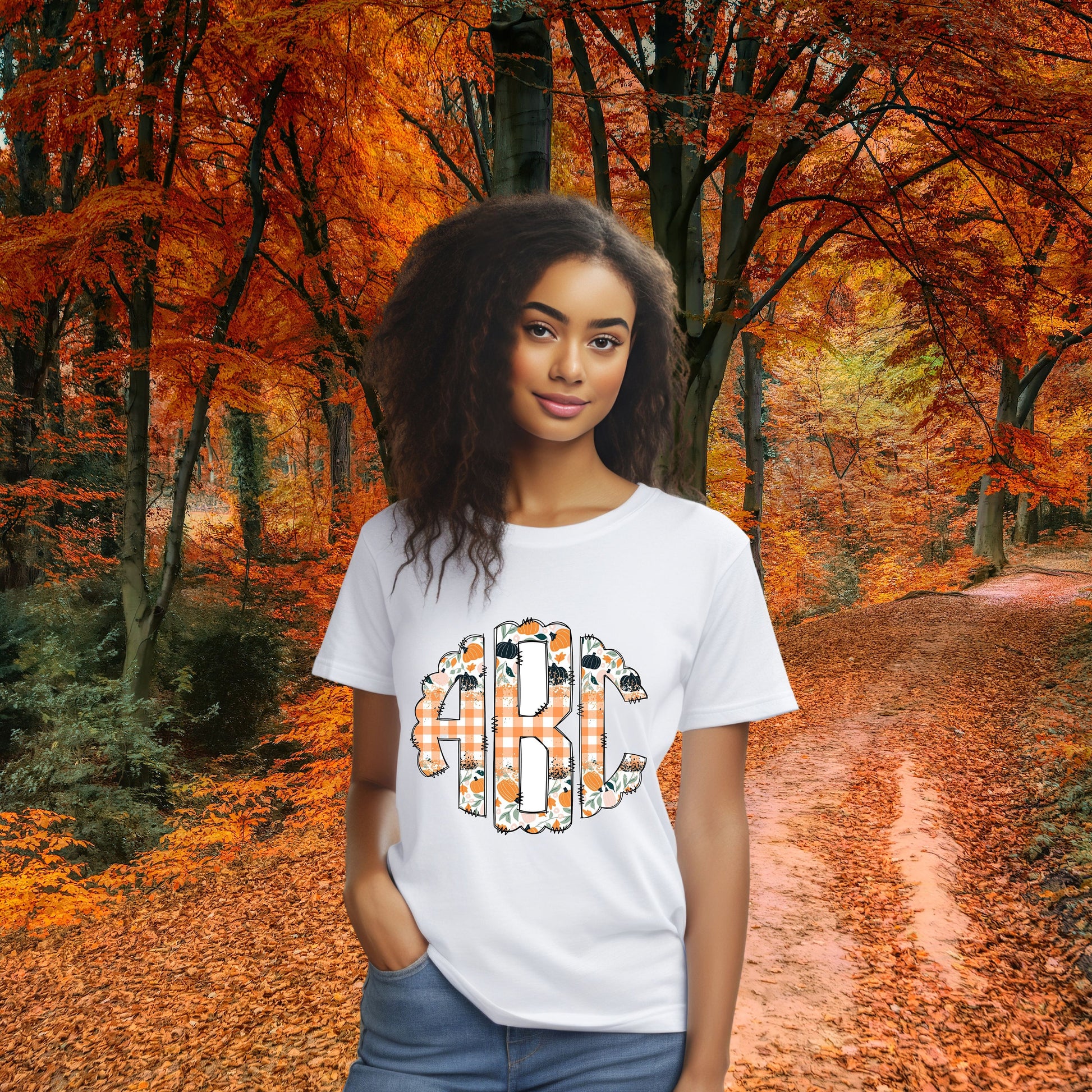 Personalized Fall Design Monogram T-Shirt