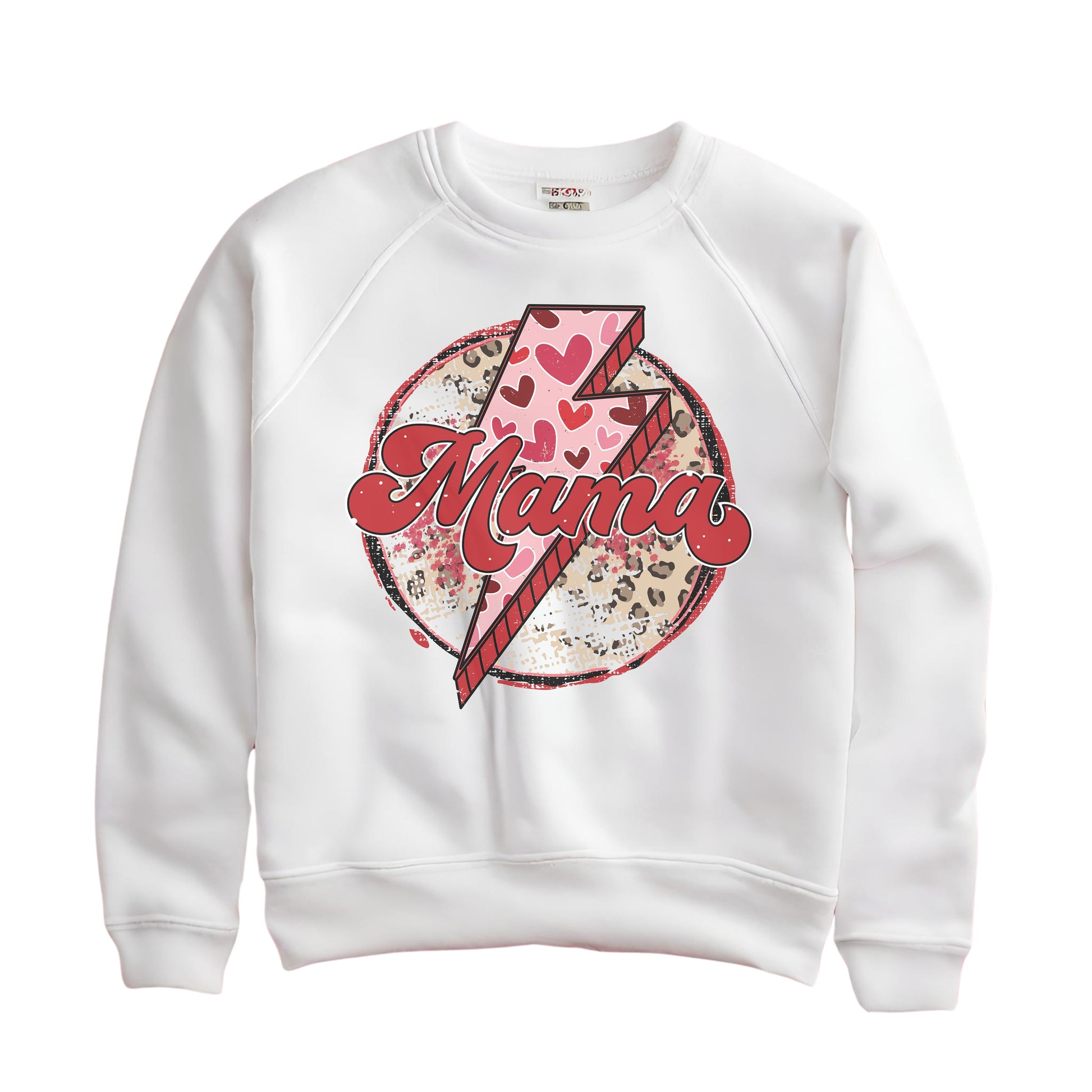 Mama/Lightning Bolt Circle Design/ Valentines Day Design Ladies/Woman's wear Crewneck Sweatshirt