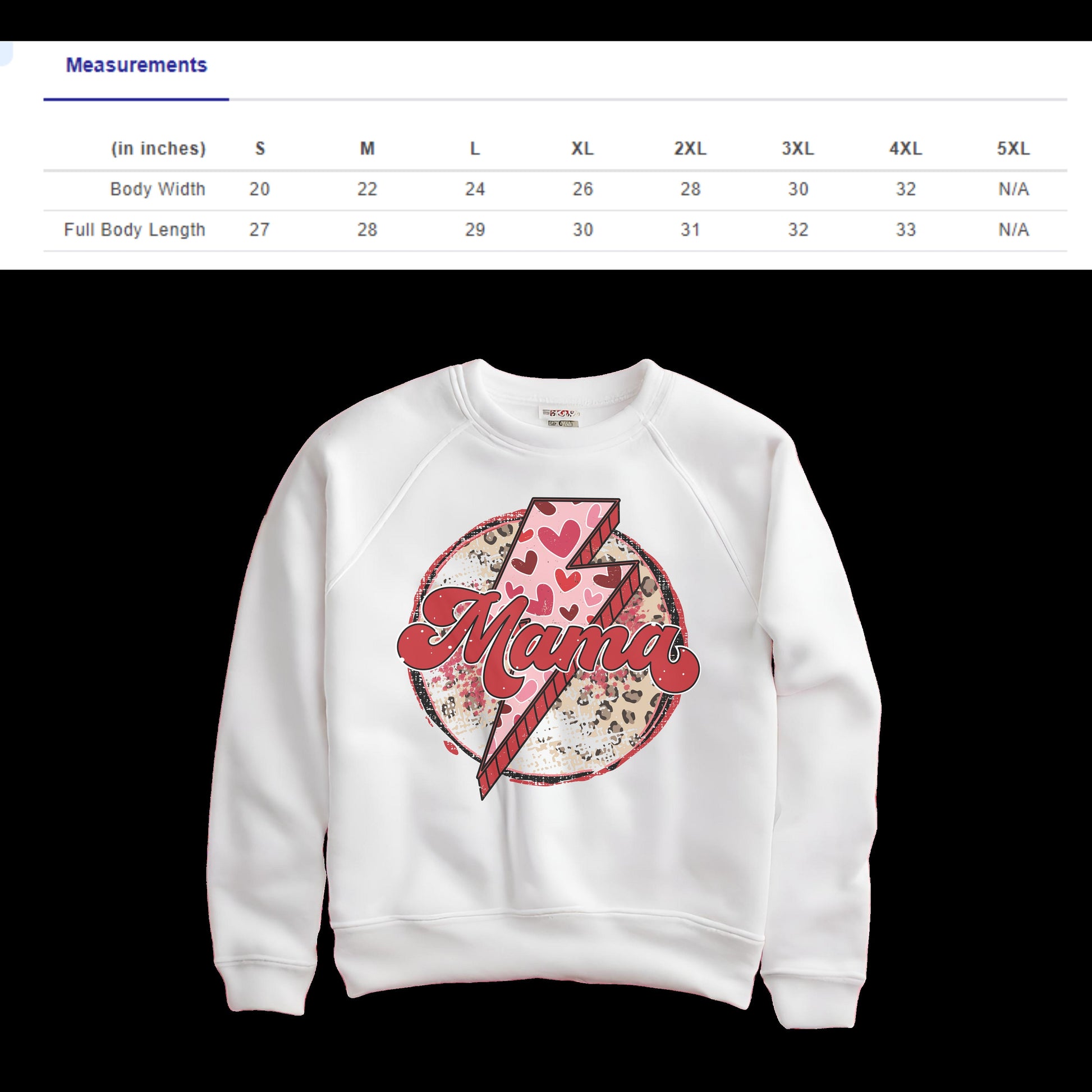 Mama/Lightning Bolt Circle Design/ Valentines Day Design Ladies/Woman's wear Crewneck Sweatshirt