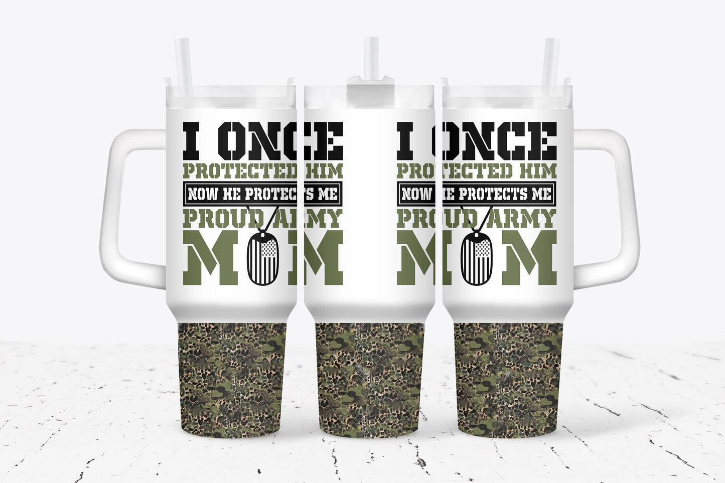 Army Mom/I Once Protected Him Word Art Design Tumbler