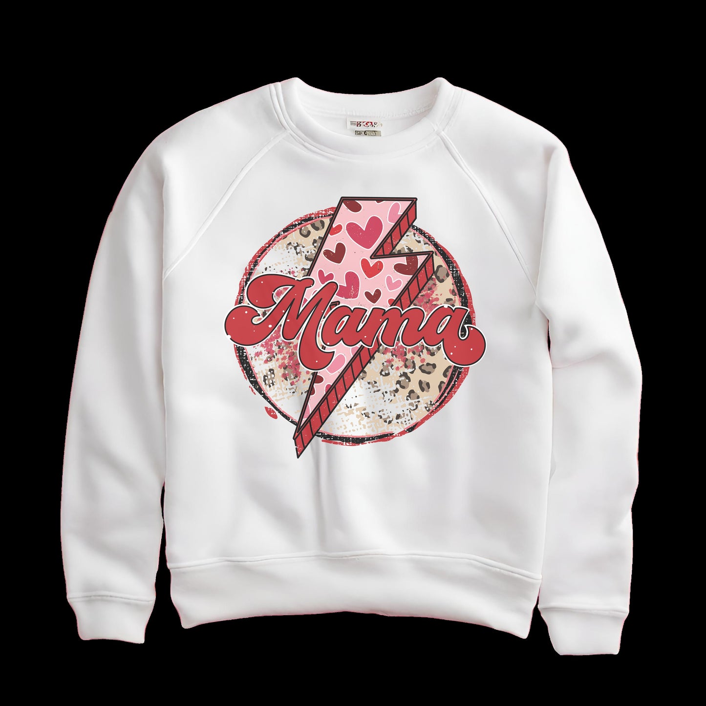 Mama/Lightning Bolt Circle Design/ Valentines Day Design Ladies/Woman's wear Crewneck Sweatshirt