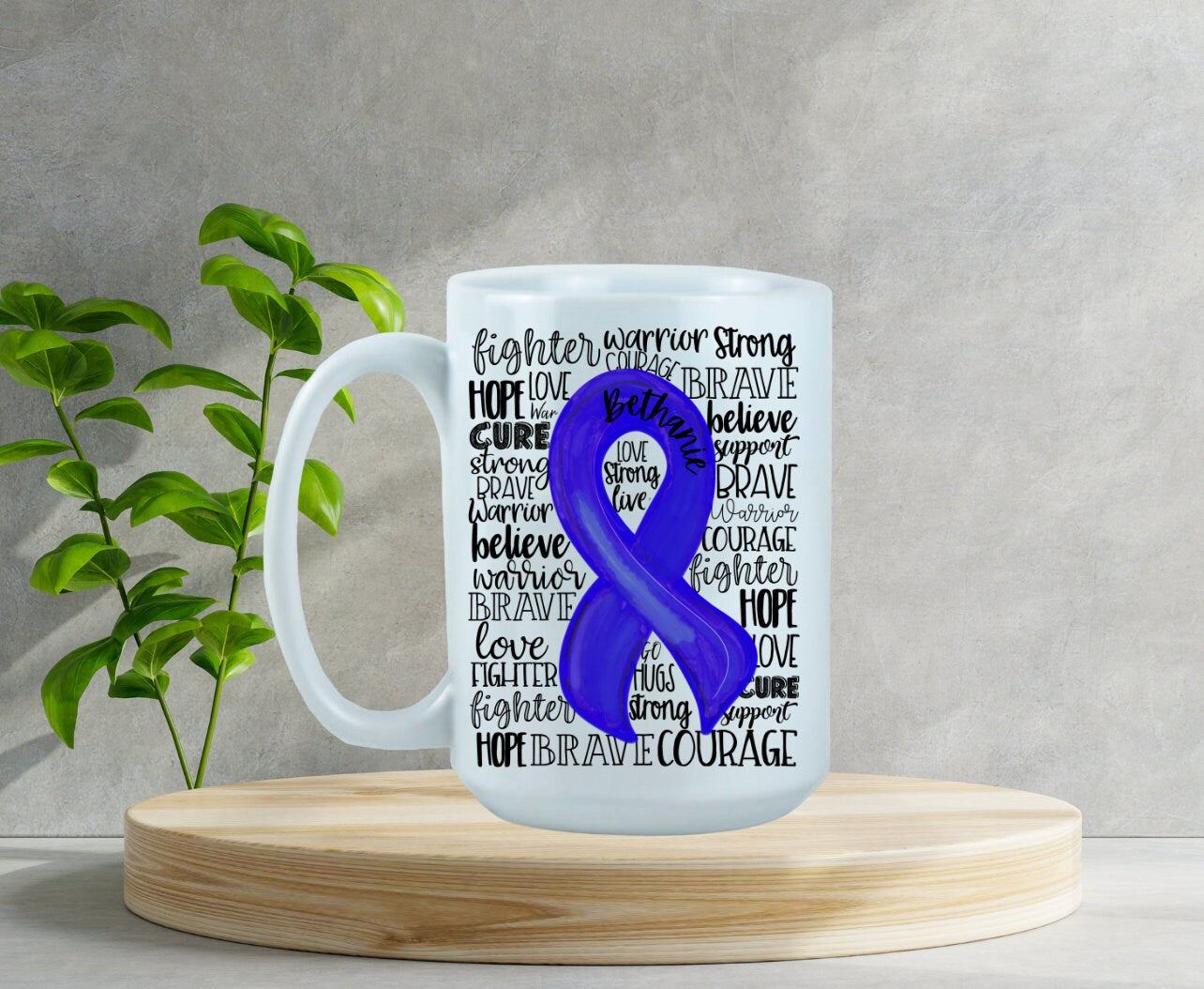 Prostate Cancer Awareness Ribbon Word Art Coffee Mug/Tumbler