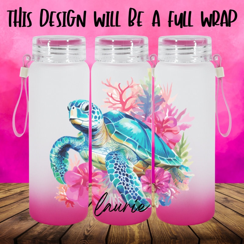 Preppy Sea Turtle Design Glass Water Bottle/Tumbler/Personalize It!