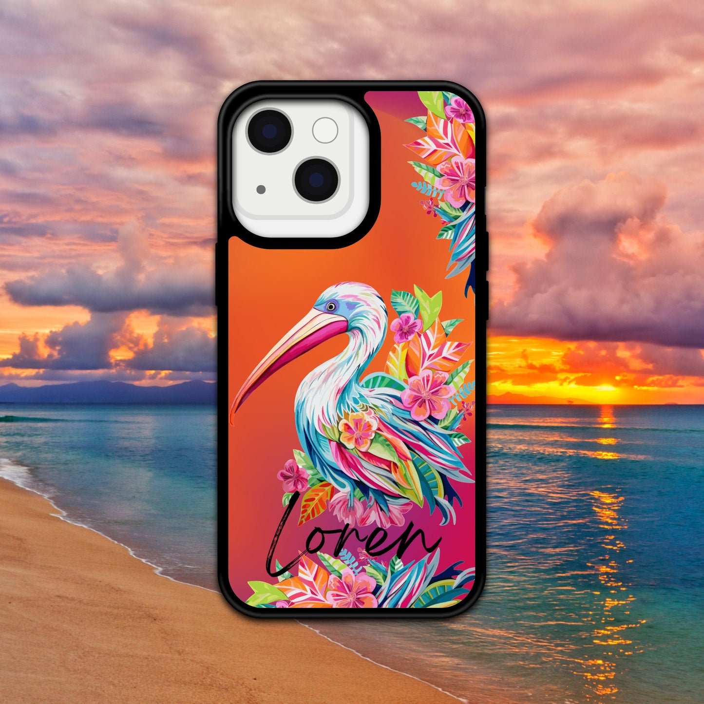 Pelican Design phone Case/ Cover/Personalize it! Cell Phone Cases Black Edge Cover /Compatible with iPhone 13,14 and 15 pro max